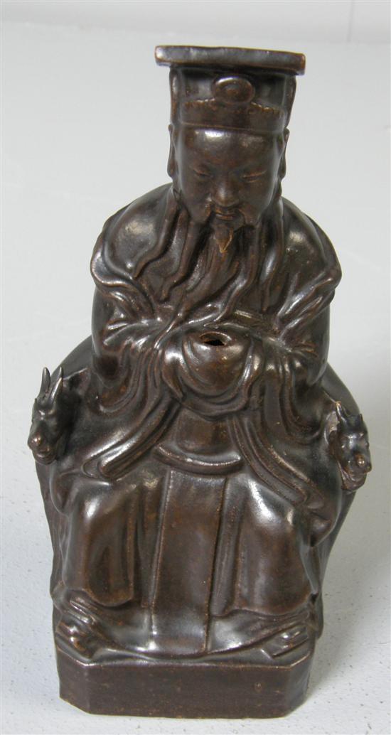 Appraisal: Chinese stoneware 'immortal' Figure in brown glaze unmarked h in