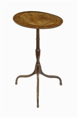 Appraisal: A mahogany tripod table the oval top with rosewood and