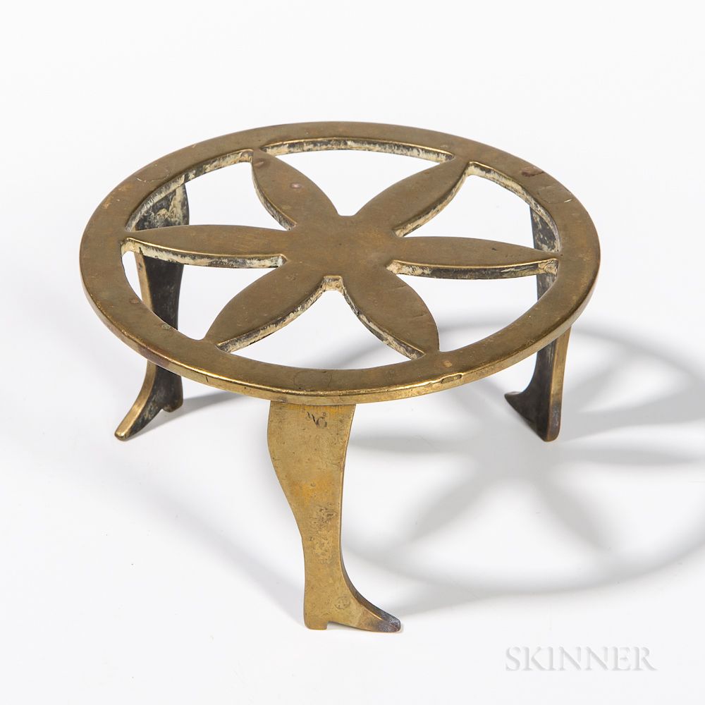 Appraisal: Small Brass Trivet Small Brass Trivet th century circular top