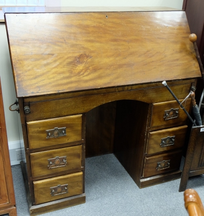 Appraisal: th century walnut desk bureau with draws height x width