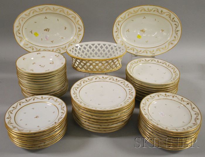 Appraisal: Fifty-one Piece European Gilt Floral Decorated Porcelain Partial Dinner Set