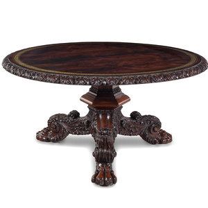 Appraisal: A George IV Brass Inlaid Rosewood and Walnut Flip-Top Dining