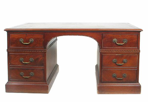 Appraisal: A Dorcester style mahogany desk height in length ft in