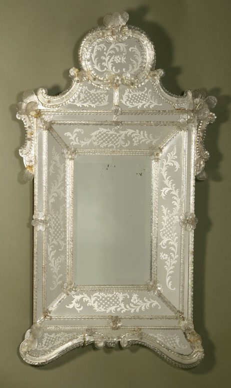 Appraisal: Venetian Rococo Style molded etched glass mirror Venetian Rococo Style