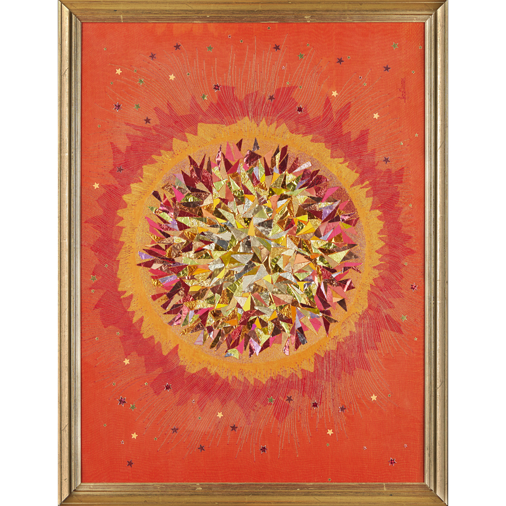 Appraisal: JOY CLUCAS - AND THE GROUP 'SUNBURST' EMBROIDERED APPLIQU PANEL