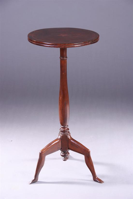 Appraisal: GEORGIAN INLAID MAHOGANY CANDLESTAND Probably Isle of Man Circa -