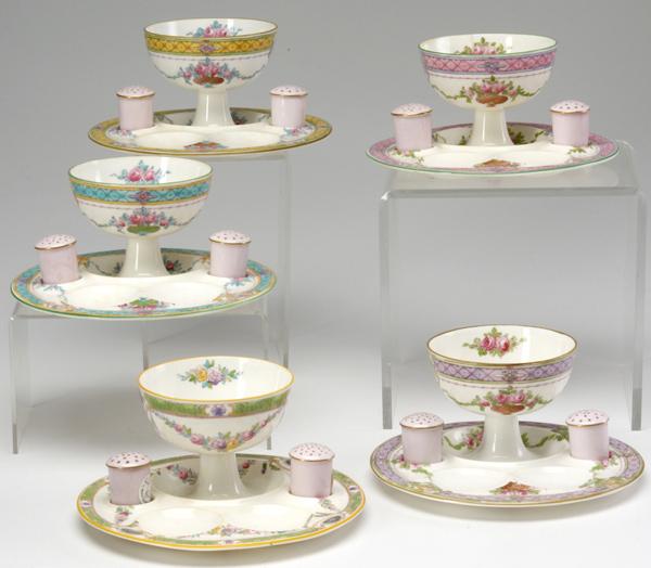 Appraisal: ROYAL WORCESTER PORCELAIN Five egg cups with floral decoration and