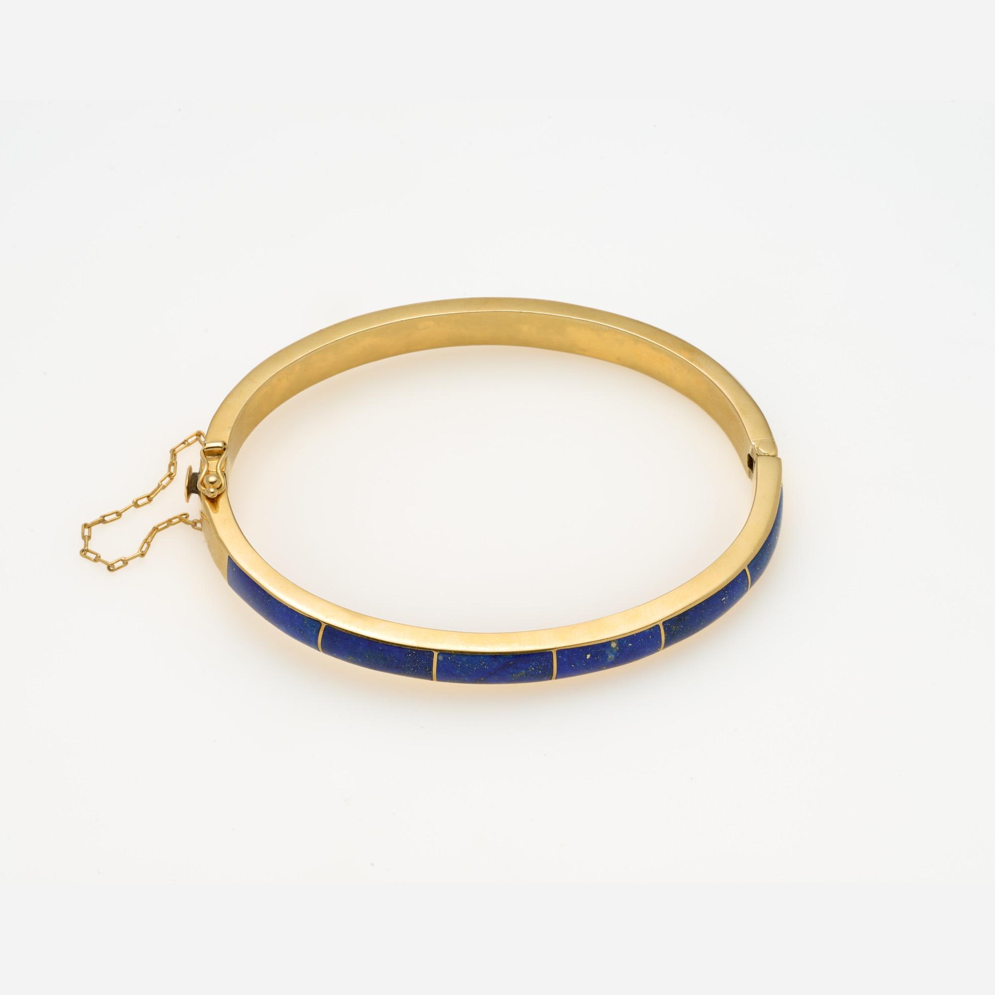 Appraisal: LAPIS LAZULI HINGED BRACELET IN K A k yellow gold