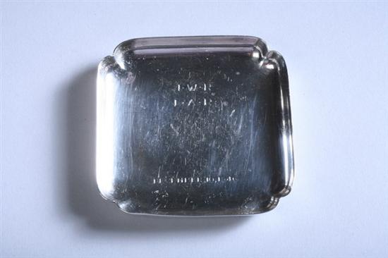 Appraisal: TIFFANY CO STERLING SILVER ASHTRAY Square with rounded corners inscribed