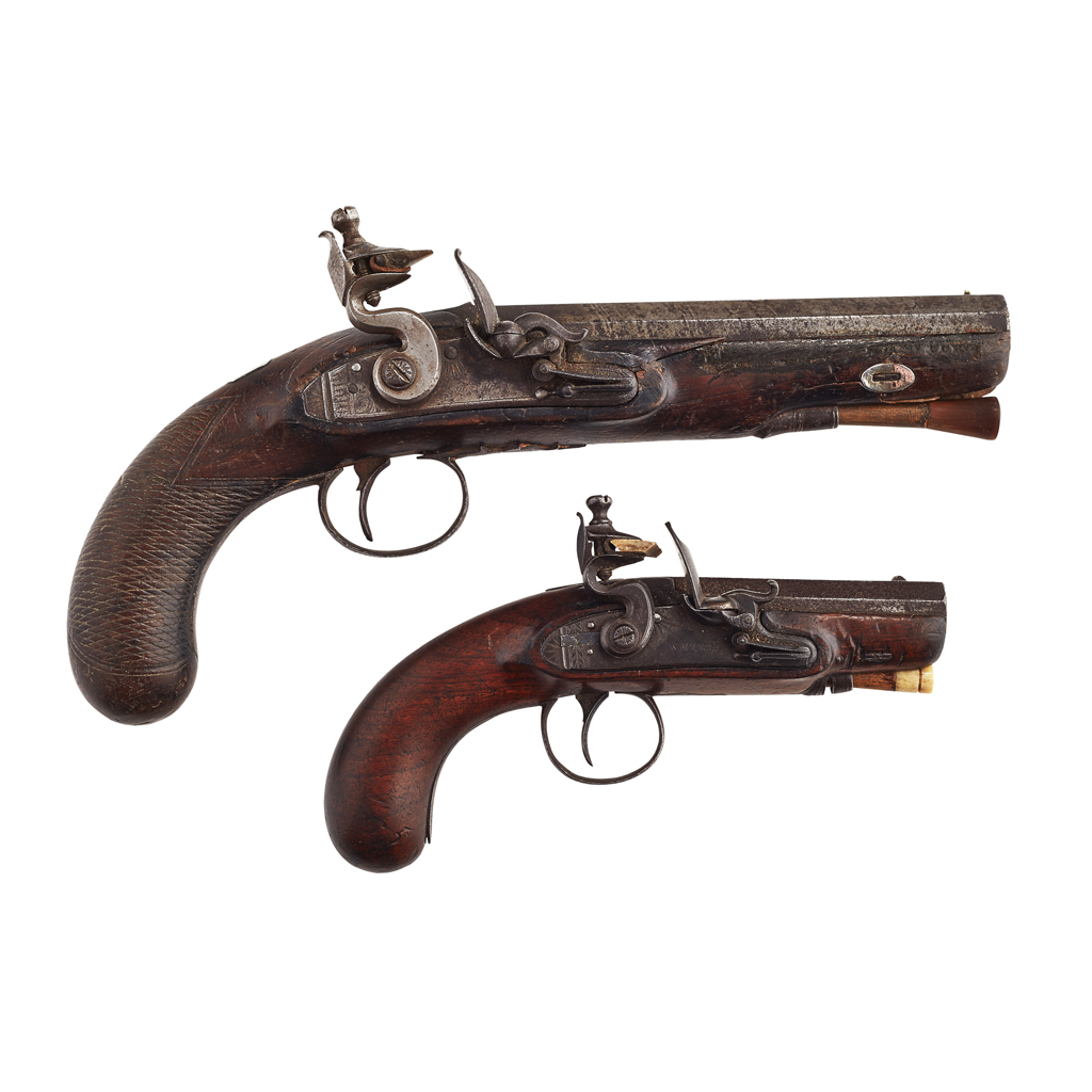 Appraisal: YFLINTLOCK TRAVELLING PISTOL SIGNED GEORGE THOMSON CIRCA engraved stepped lock