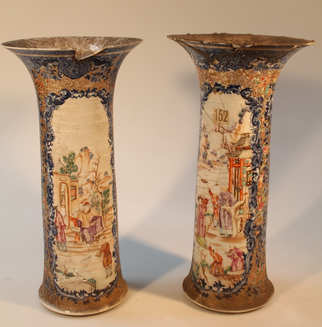 Appraisal: A pair of late thC Cantonese porcelain vases each with