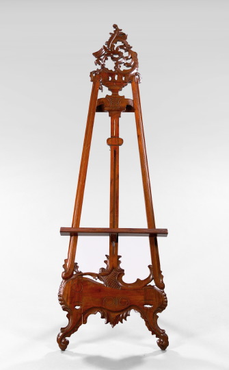 Appraisal: Large Louis XV-Style Carved Mahogany Easel with an adjustable art