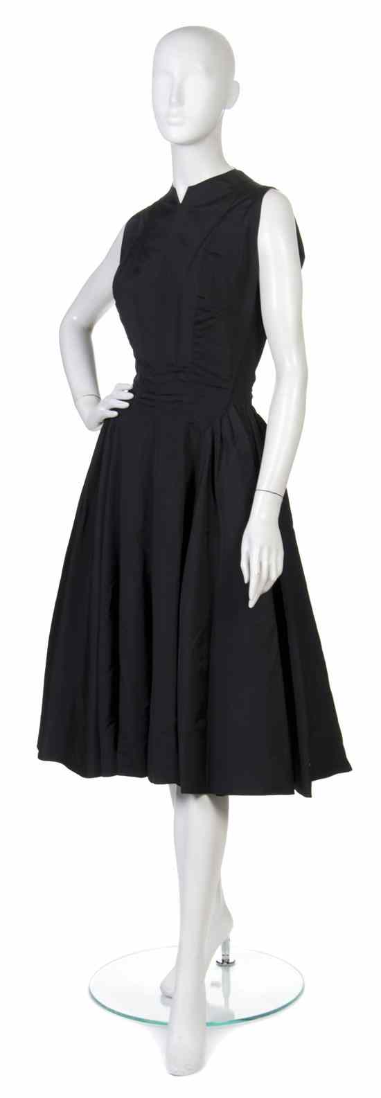 Appraisal: A Pauline Trigere Black Silk Faille Cocktail Dress fitted bodice