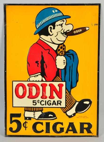 Appraisal: Tin Odin Cigar Sign Description Nice colors Depicts man smoking