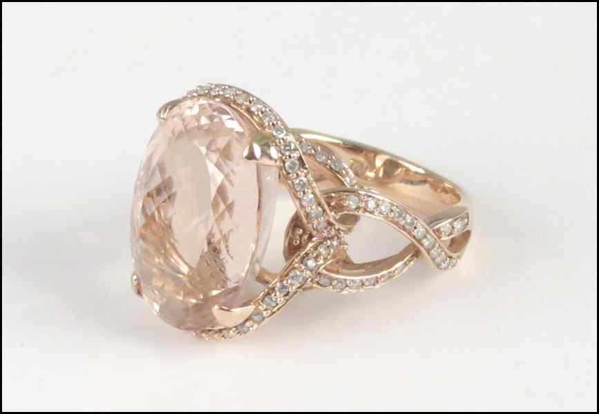 Appraisal: KARAT PINK GOLD MORGANITE AND DIAMOND RING Morganite is approximately