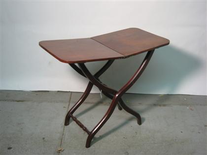 Appraisal: English mahogany folding butler's stand th century Two rectangular tops