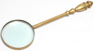 Appraisal: Long Antique Brass Magnifying Glass L lens diameter Minor surface