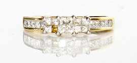 Appraisal: A ct gold invisibly set princess cut diamond dress ring