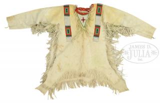 Appraisal: SIOUX BEADED HIDE TANNED SHIRT First quarter th century Sioux