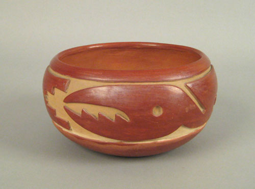 Appraisal: Santa Clara redware bowl by Teresita Naranjo with a band