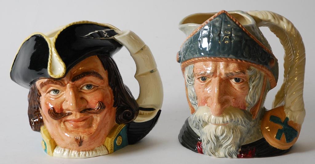 Appraisal: TWO ROYAL DOULTON LARGE SIZED POTTERY CHARACTER JUGS 'Don Quixote'