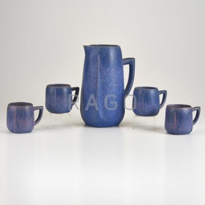 Appraisal: FULPER Five-piece cider set in plum matte glaze Flemington NJ