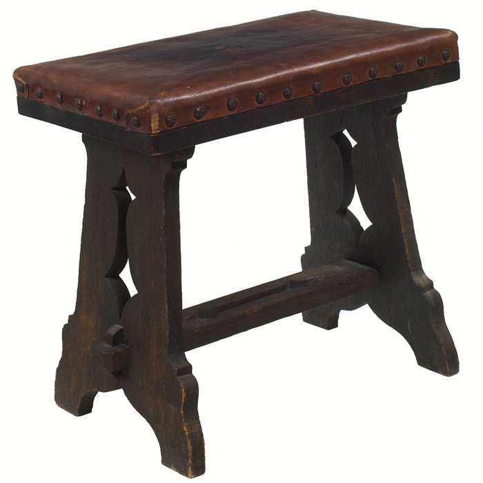 Appraisal: Arts Crafts stool in the manner of Limbert recovered seat