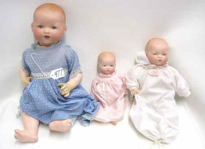 Appraisal: THREE ARMAND MARSEILLE GERMAN BISQUE HEAD DOLLS K socket head