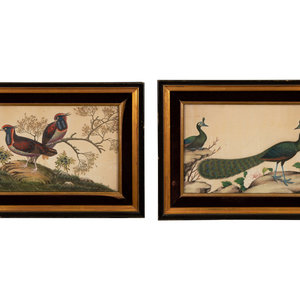 Appraisal: A Pair of Chinese Watercolors on Paper th Century depicting