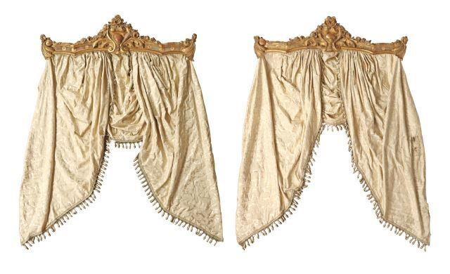 Appraisal: pair French Louis XV style gilded and painted valences th