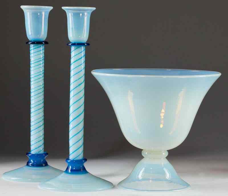 Appraisal: att Fry Art Glass Table Decorincluding a pair of ice