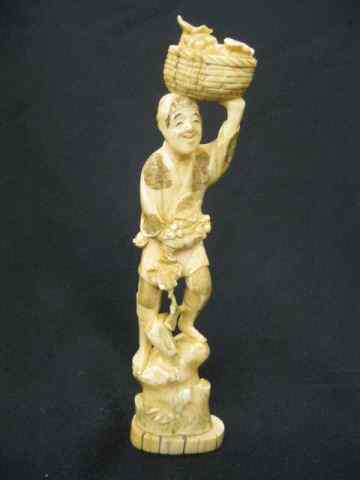 Appraisal: Chinese Carved Ivory Figurine of Man standing on tree trunk