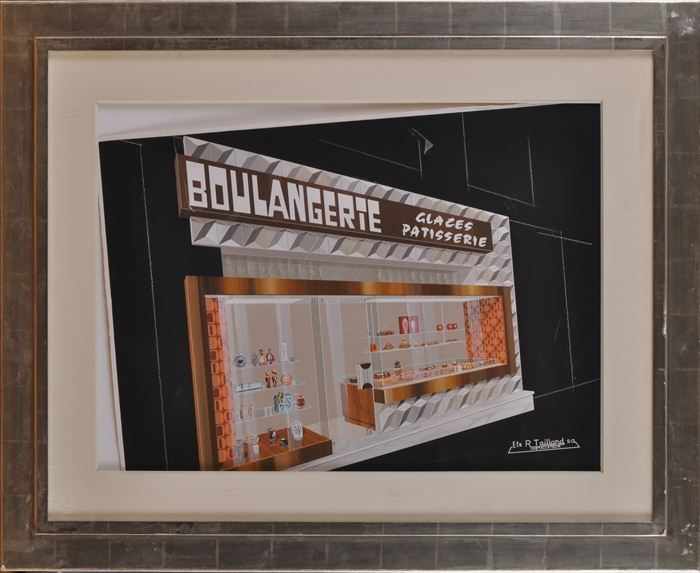 Appraisal: FRENCH SCHOOL BOULANGERIE GLAZES PATTISSERIE Gouache and mixed media on