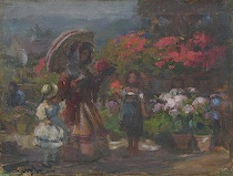 Appraisal: Continental School circa th Century Flower market scene depicting a