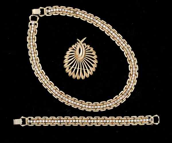 Appraisal: Kafin Trifari Costume Jewelry Collection A Kafin tennis style bracelet