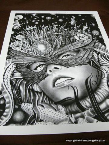 Appraisal: Mardi Gras Fantasy Art Portrait Print - x quality paper