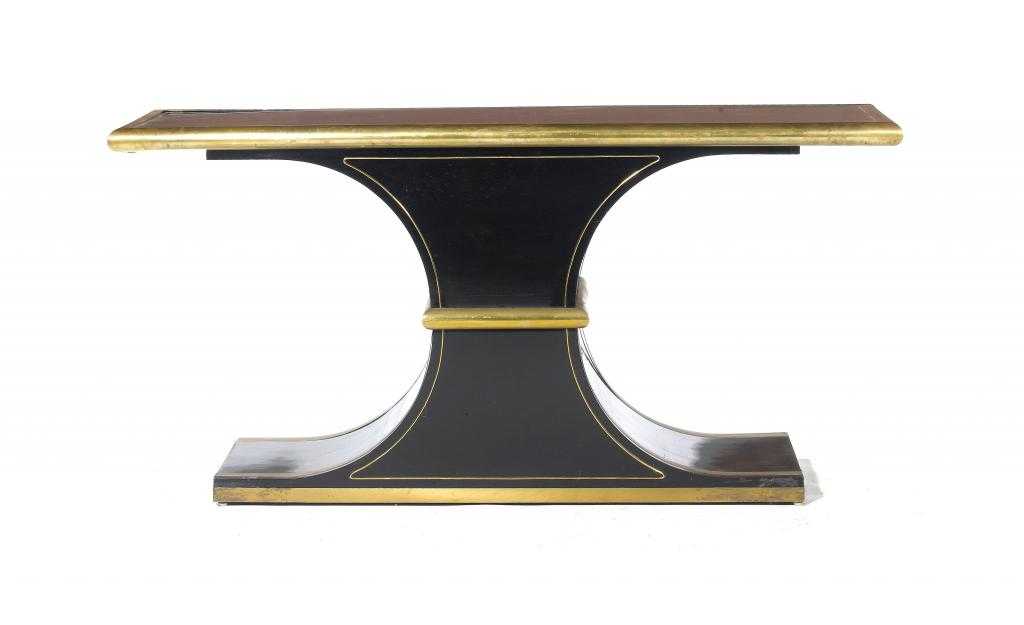 Appraisal: A NORTH AMERICAN BRASS MOUNTED AND BLACK LACQUER FINISHED CONSOLE