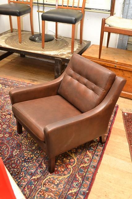 Appraisal: A 'S DANISH BROWN LEATHER ARM CHAIR