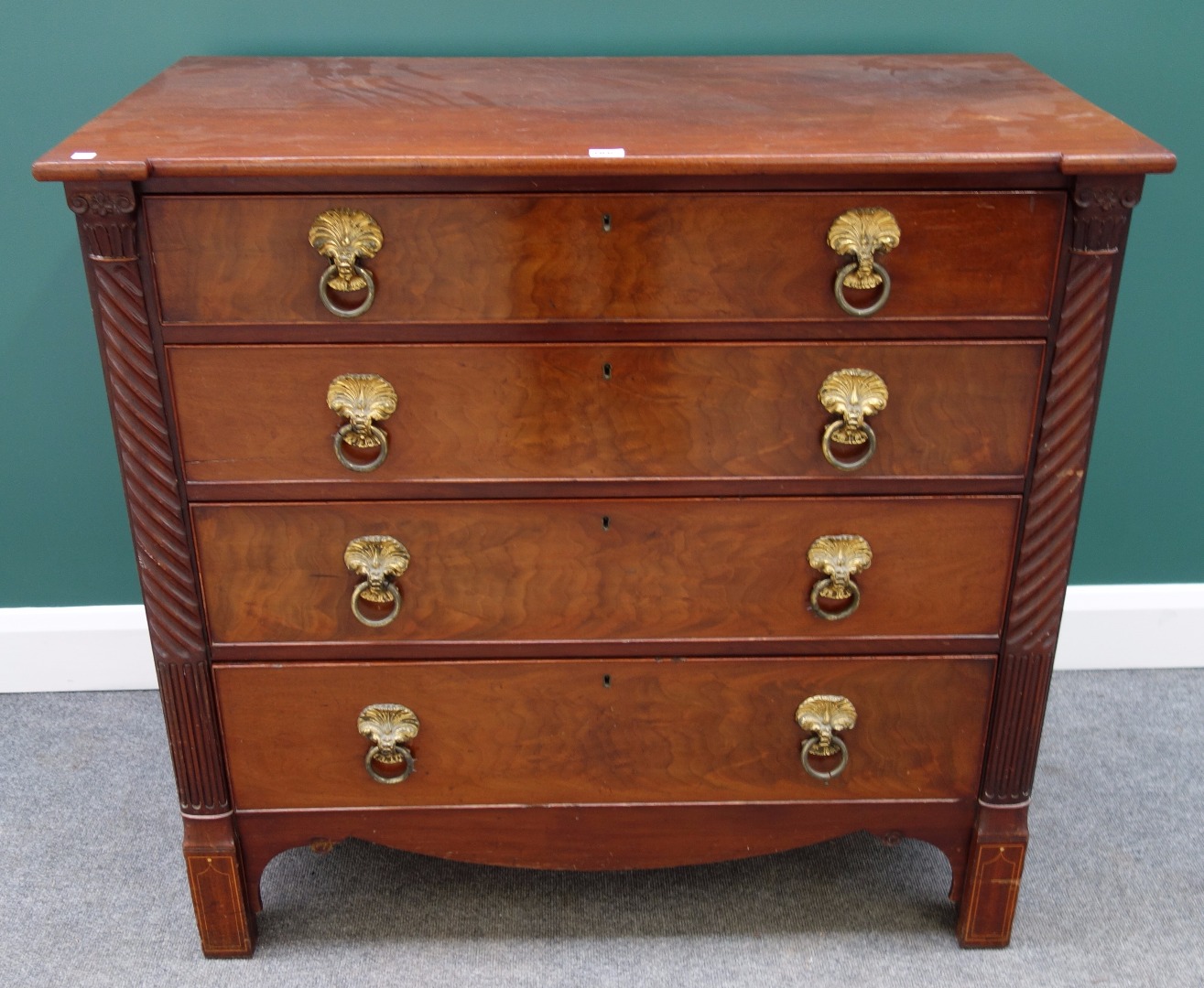 Appraisal: A Regency mahogany Channel Islands chest with four long graduated