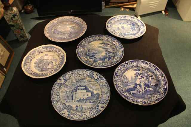 Appraisal: A COPELAND SPODE BLUE TRANSFER BOWL 'Interlaken' and five other