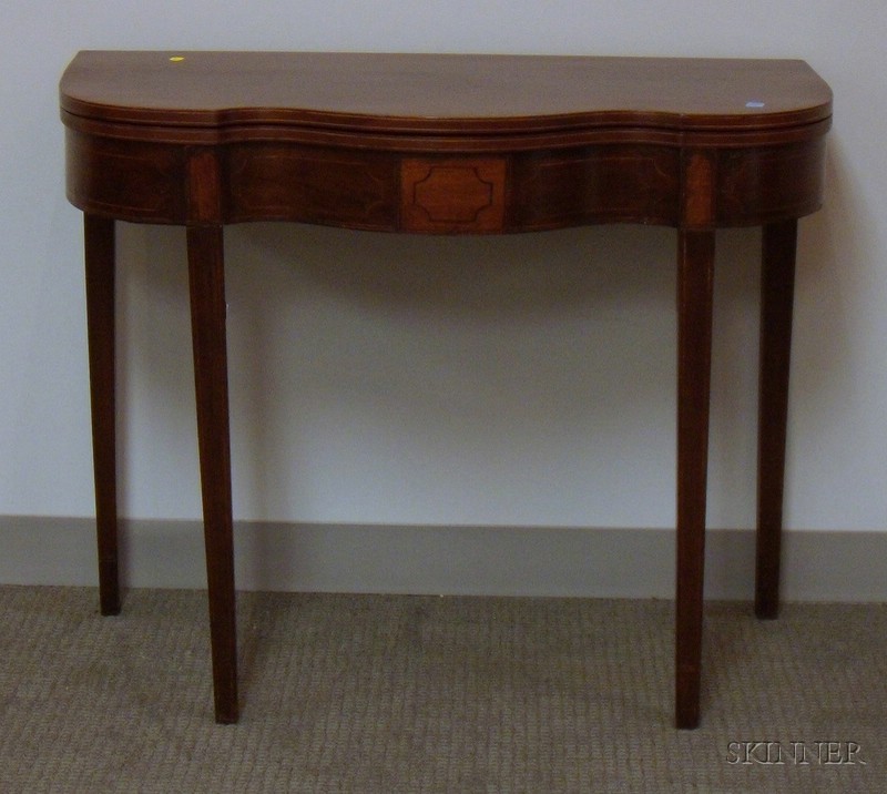 Appraisal: Federal Inlaid Mahogany and Mahogany Veneer Serpentine Card Table