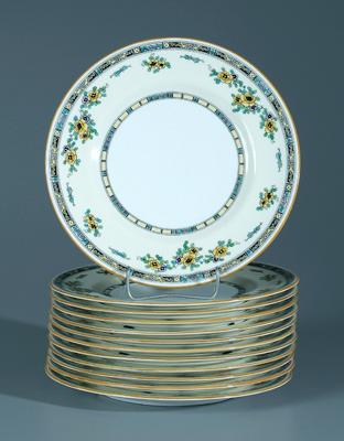 Appraisal: Twelve Royal Doulton plates stenciled and enameled floral border decoration