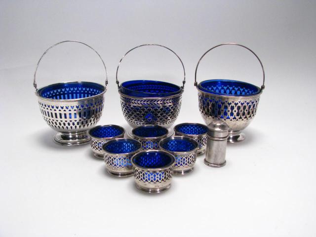 Appraisal: Group of sterling and cobalt crystal tableware including a piece