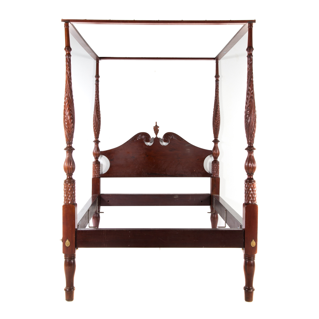 Appraisal: Classical Revival carved mahogany tester bedstead in the Philadelphia manner