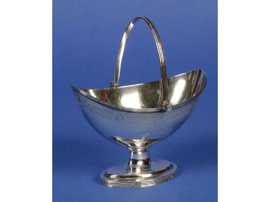 Appraisal: A GEORGE III SUGAR BASKET of boat form with a