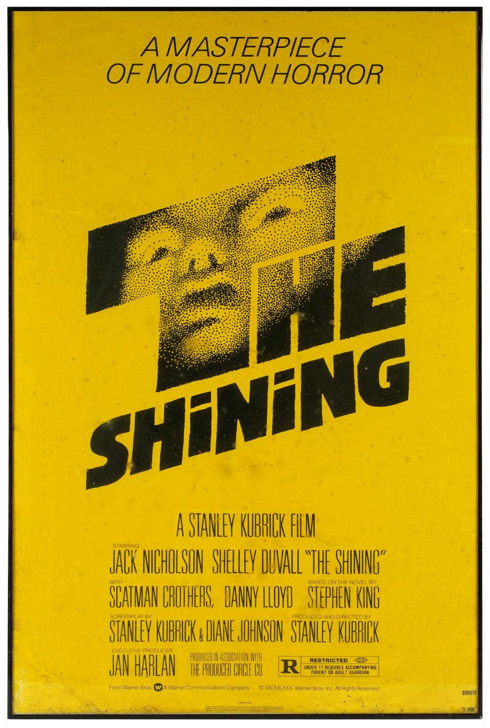 Appraisal: ORIGINAL THE SHINING MOVIE POSTERframed Provenance Property from the Beverly