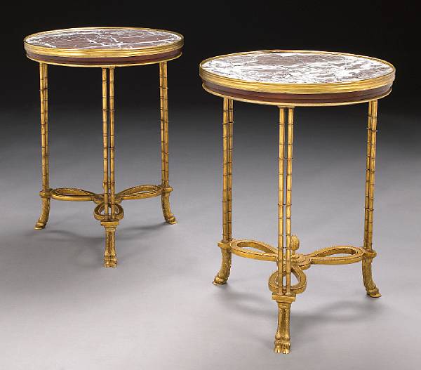 Appraisal: A pair of Louis XVI style gilt bronze and mahogany