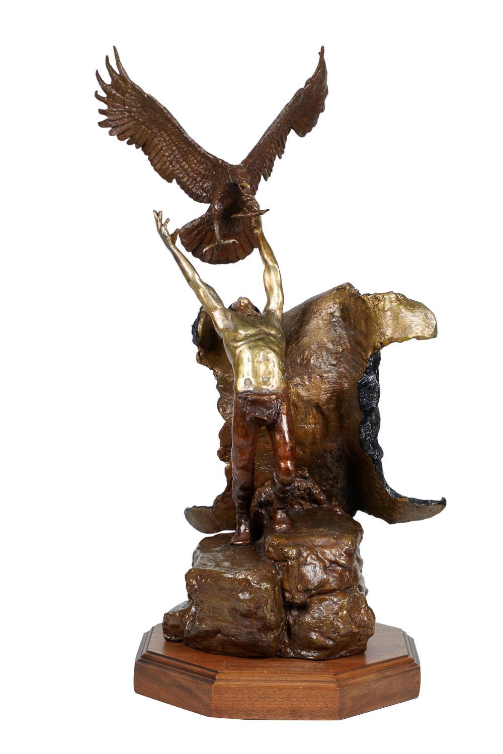 Appraisal: WALLY SHOOP SPIRIT I EAGLE CATCHER circa bronze inscribed in