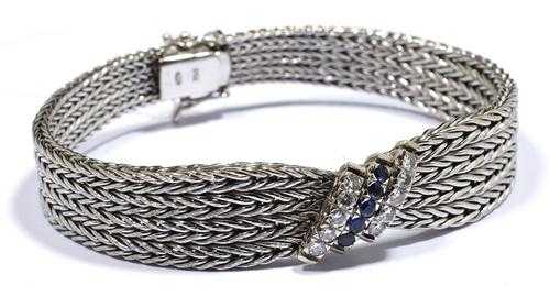 Appraisal: GOLD BRILLIANT-CUT DIAMOND AND SAPPHIRE BRACELET White gold Elegant bracelet