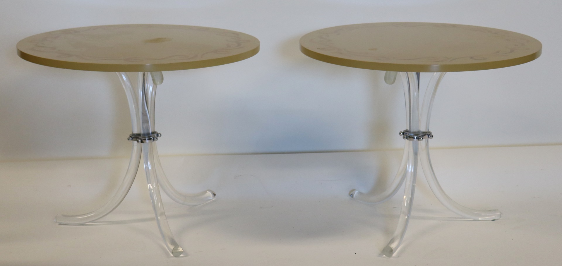 Appraisal: MIDCENTURY PAIR OF TABLES IN DOROTHY DRAPER STYLE lacquered top